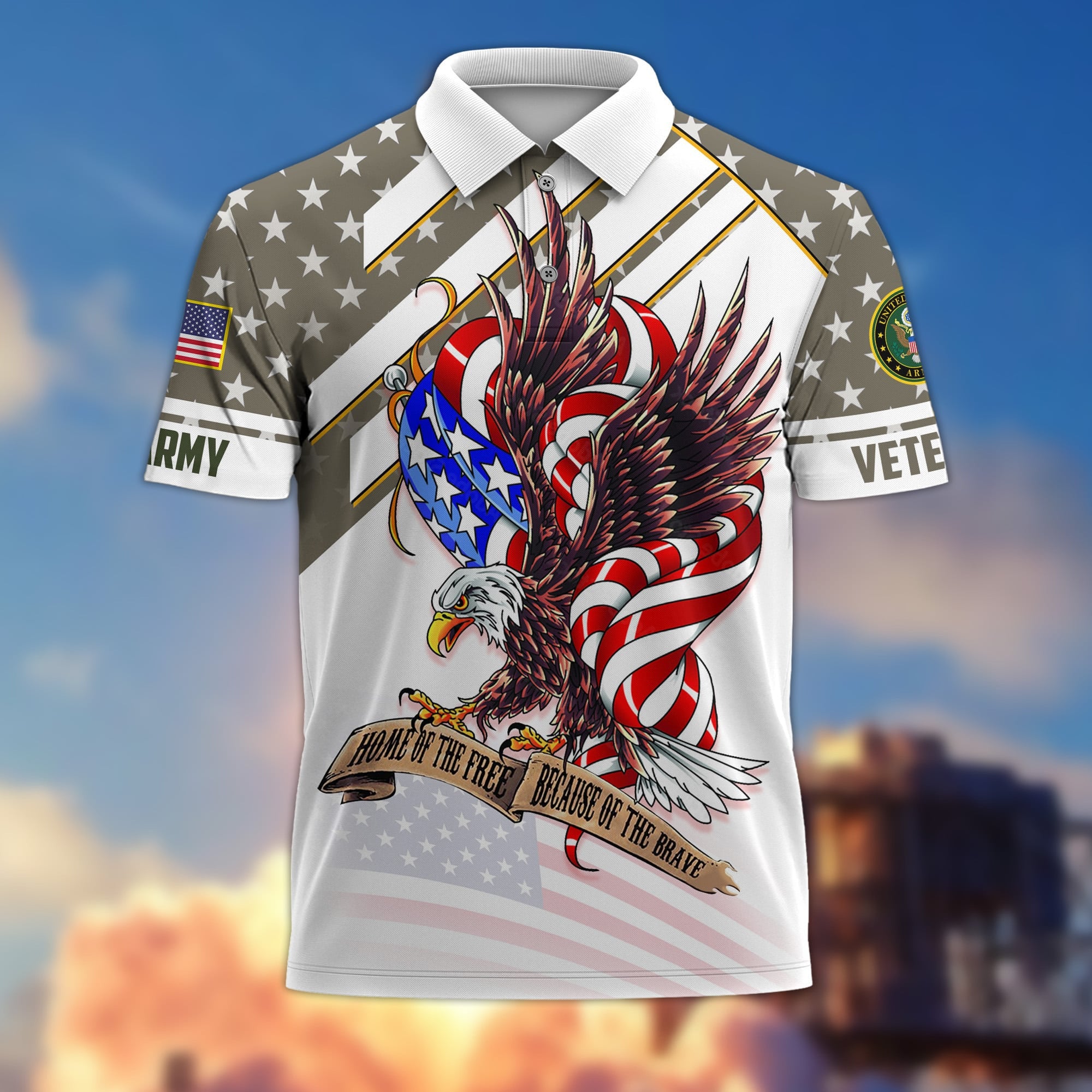 Premium Home Of The Free Becase Of The Brave US Veterans Polo Shirt