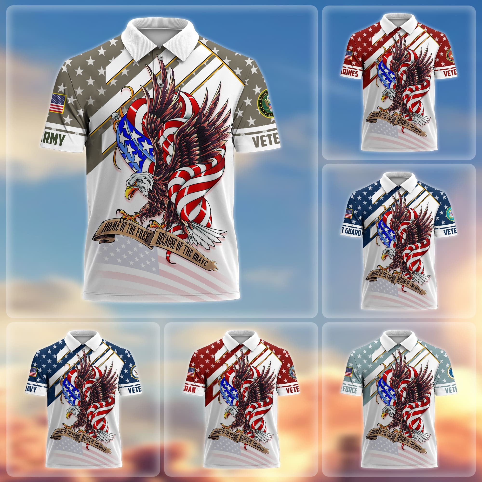 Premium Home Of The Free Becase Of The Brave US Veterans Polo Shirt