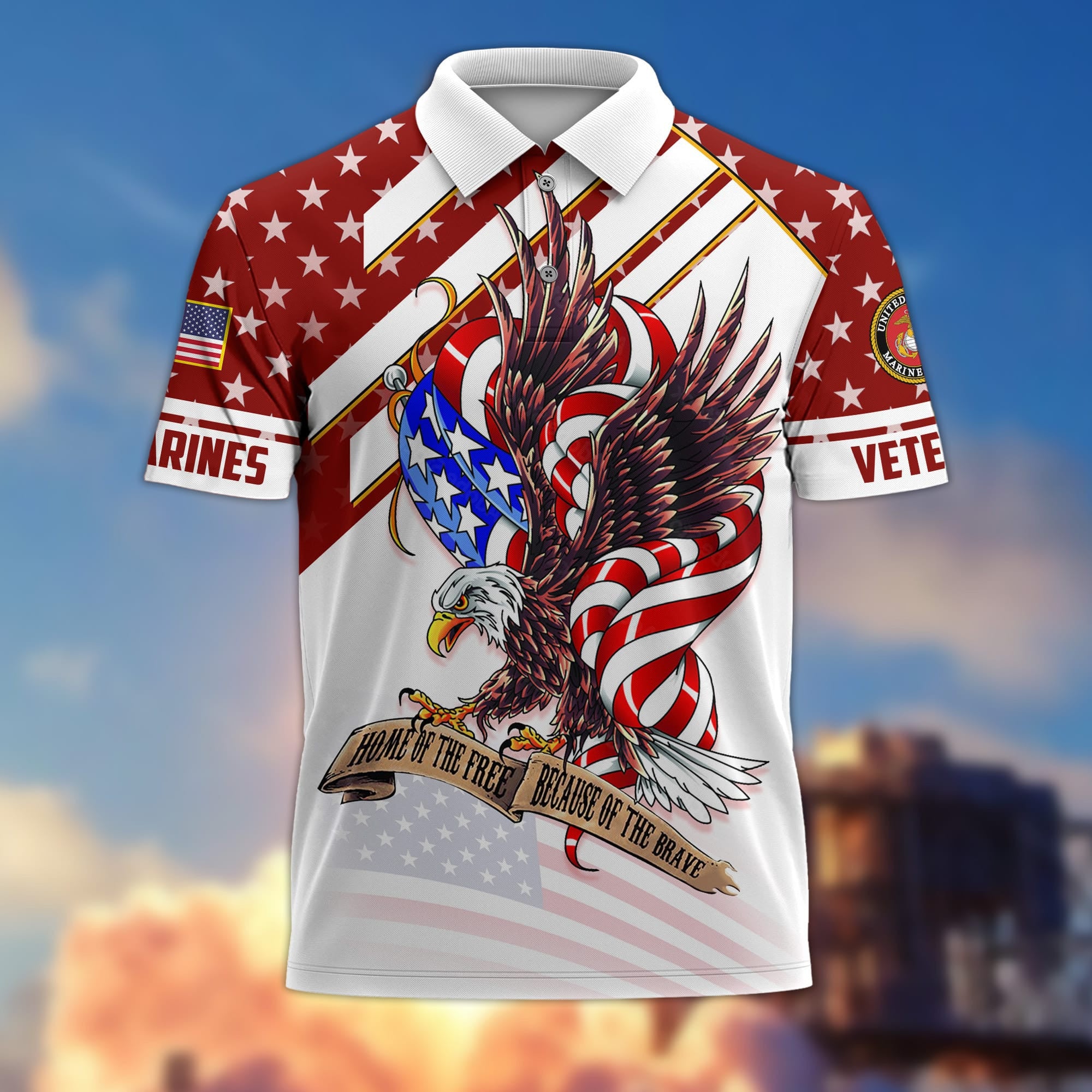 Premium Home Of The Free Becase Of The Brave US Veterans Polo Shirt