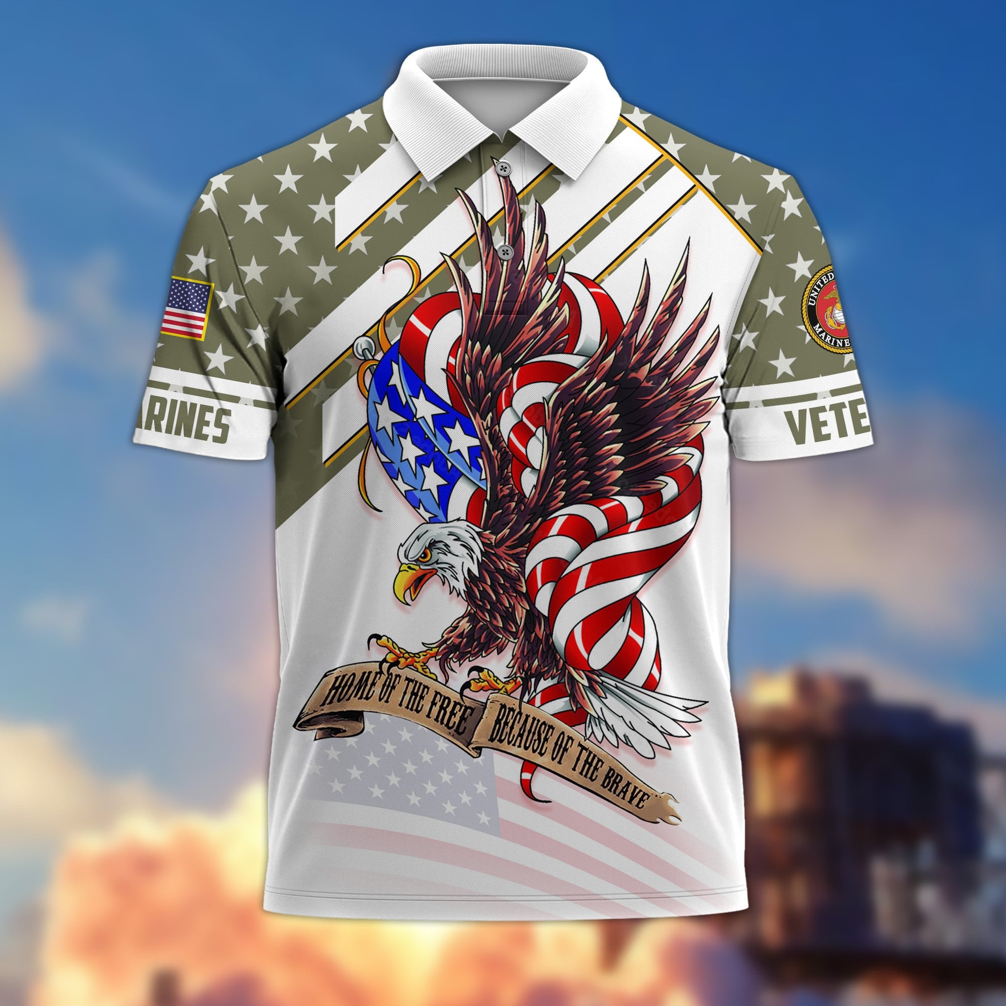 Premium Home Of The Free Becase Of The Brave US Veterans Polo Shirt