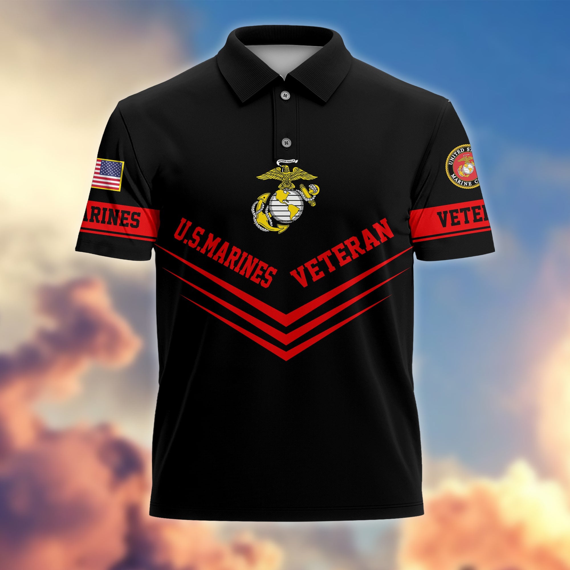 Premium Multiservice US Veterans Polo Shirt