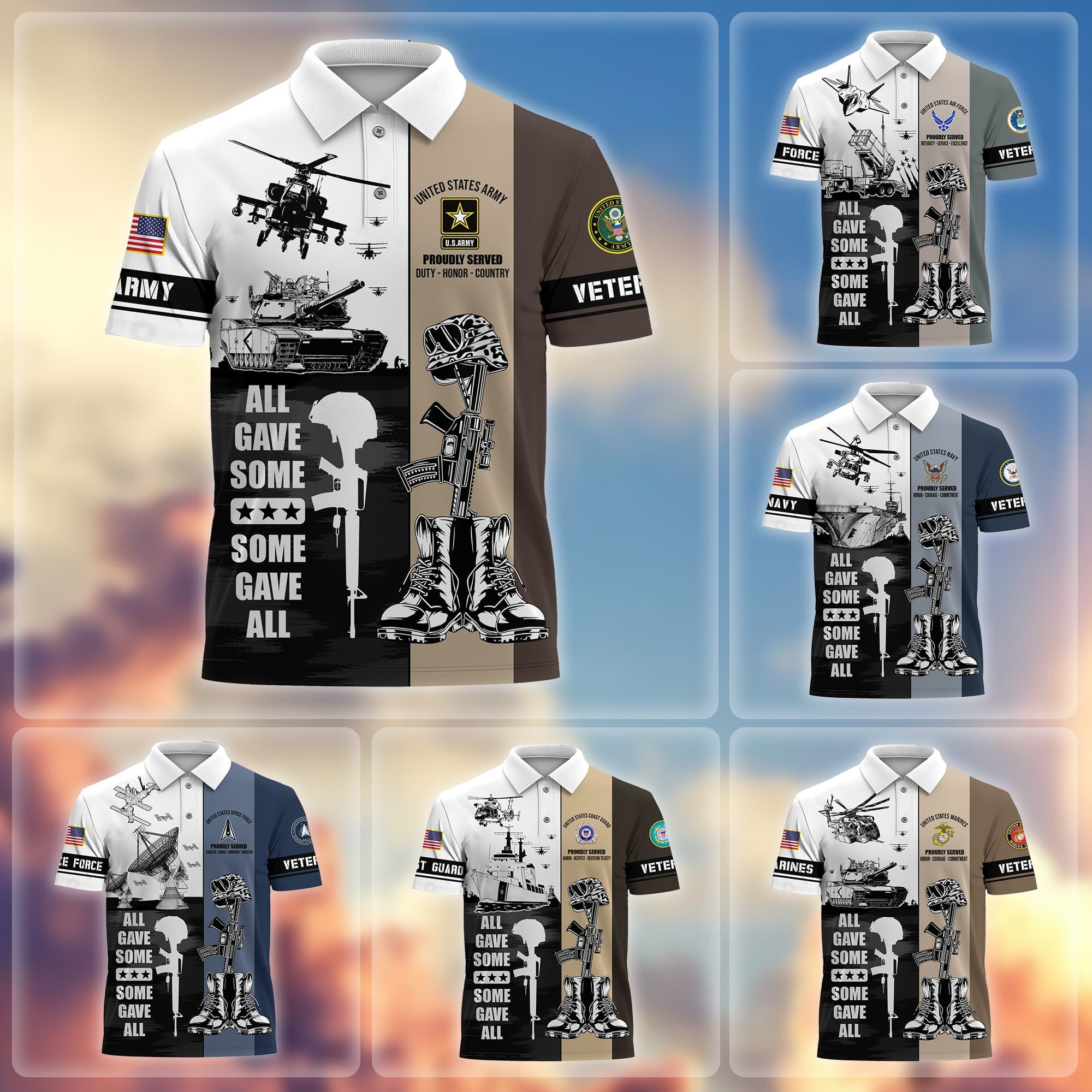 Premium All Gave Some Some Gave All US Veterans Polo Shirt