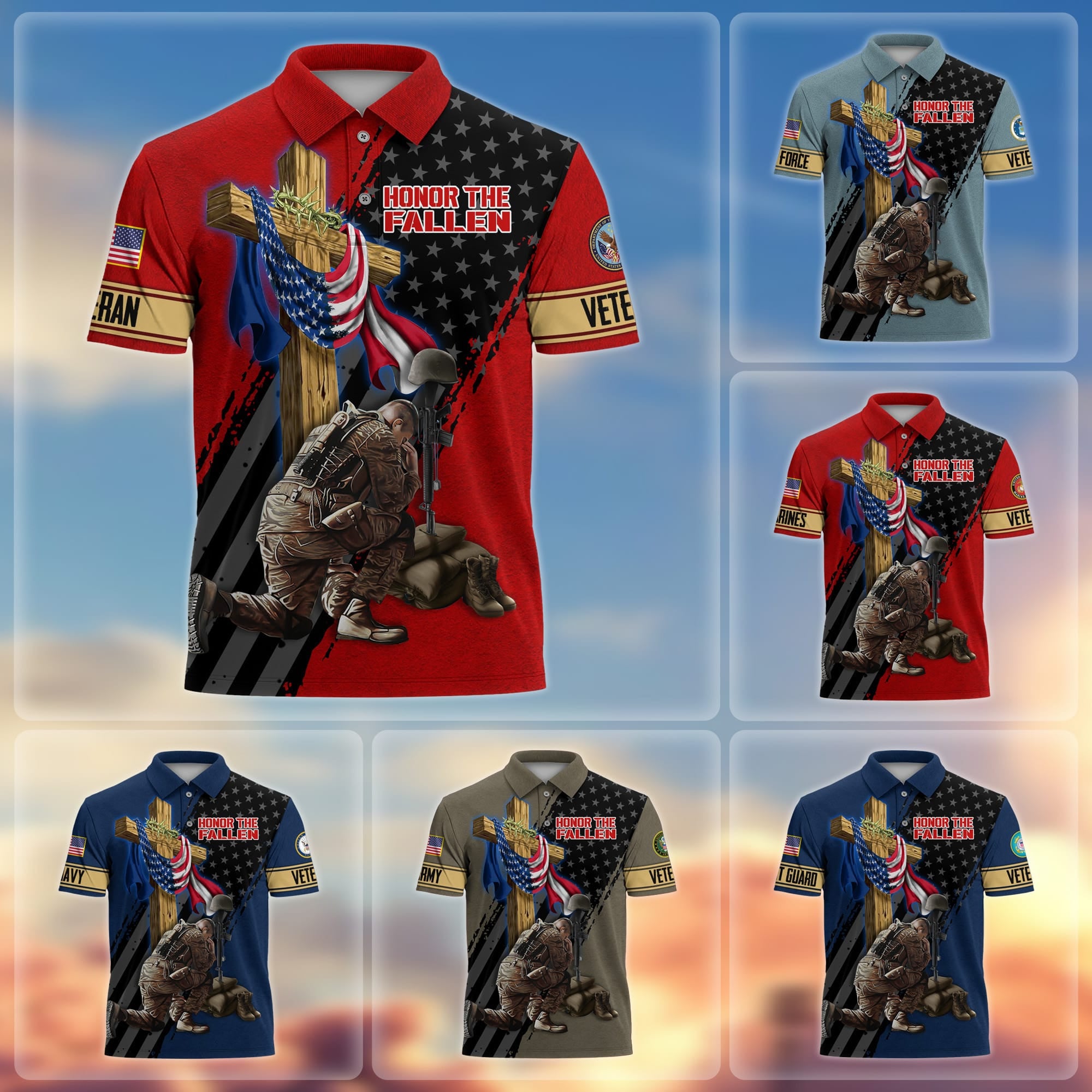 Premium Honor The Fallen US Veterans Polo Shirt