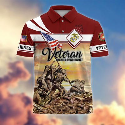 Premium US Veterans Remember - Honor - Respect Polo Shirt
