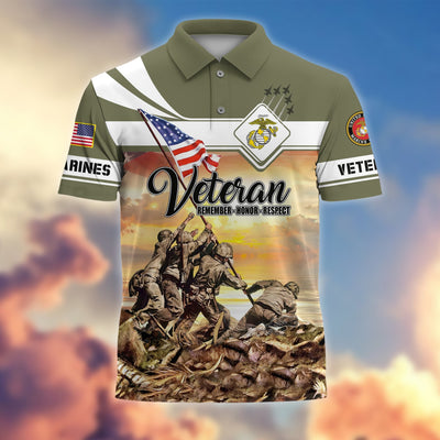 Premium US Veterans Remember - Honor - Respect Polo Shirt
