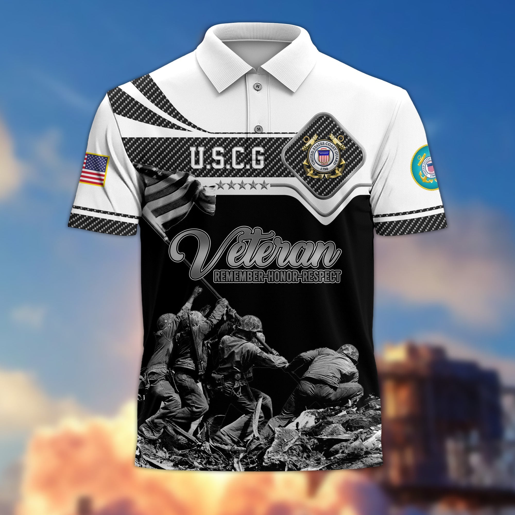 Premium US Veterans Remember - Honor - Respect Polo Shirt