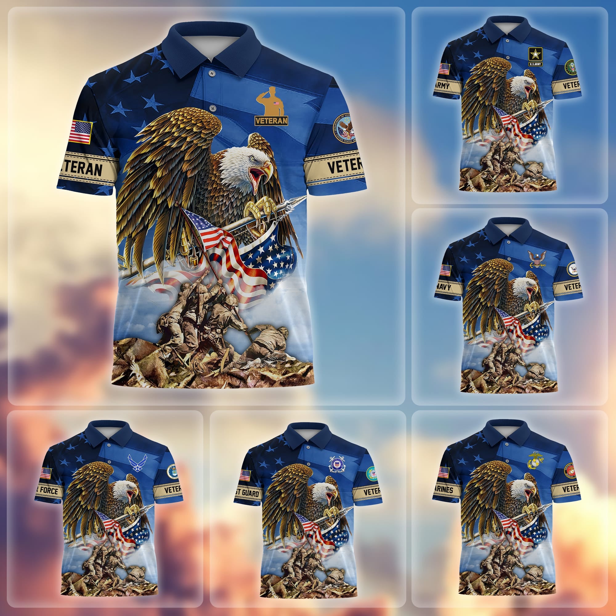 Premium American Pride US Veterans Polo Shirt