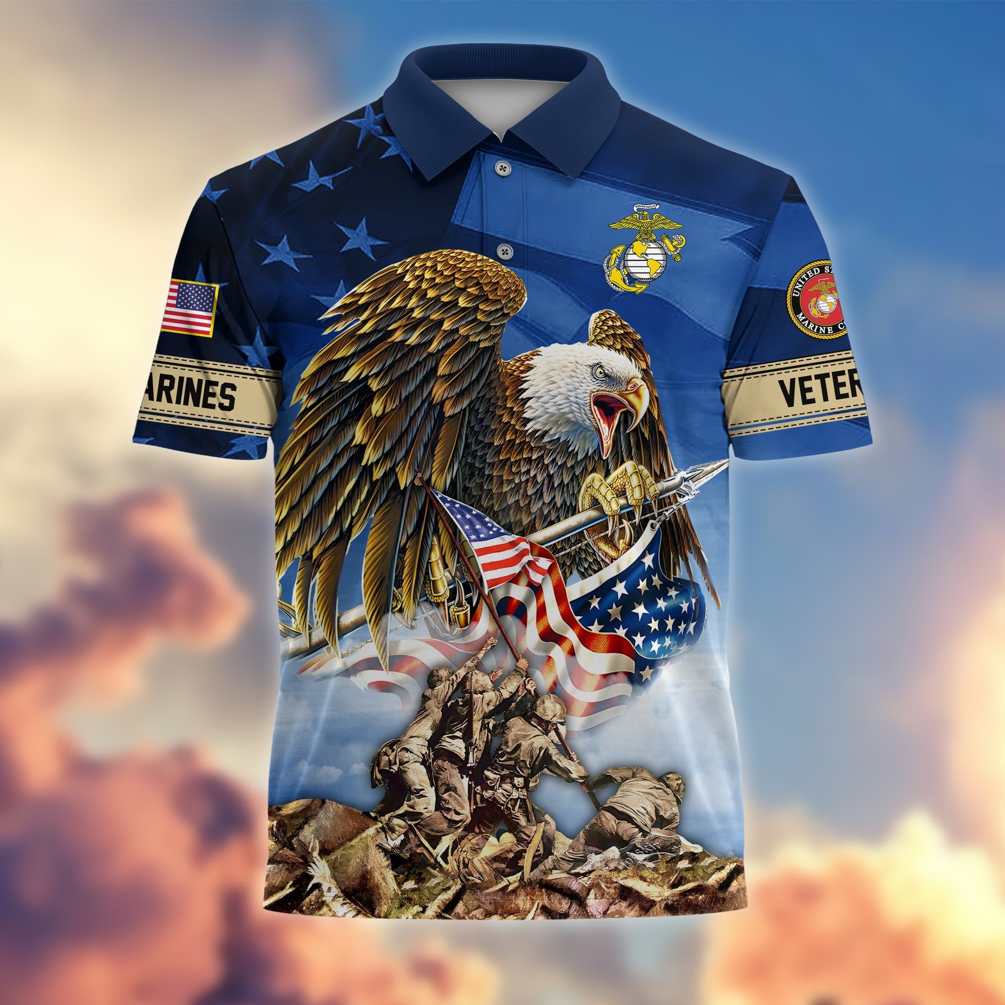 Premium American Pride US Veterans Polo Shirt