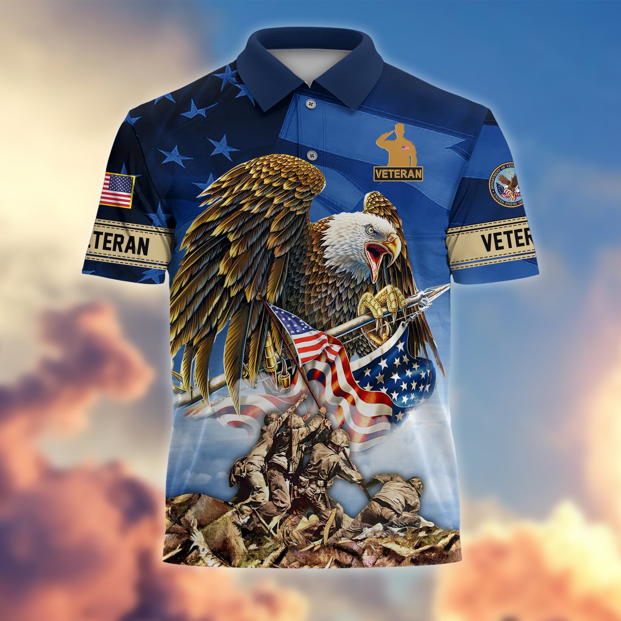 Premium American Pride US Veterans Polo Shirt