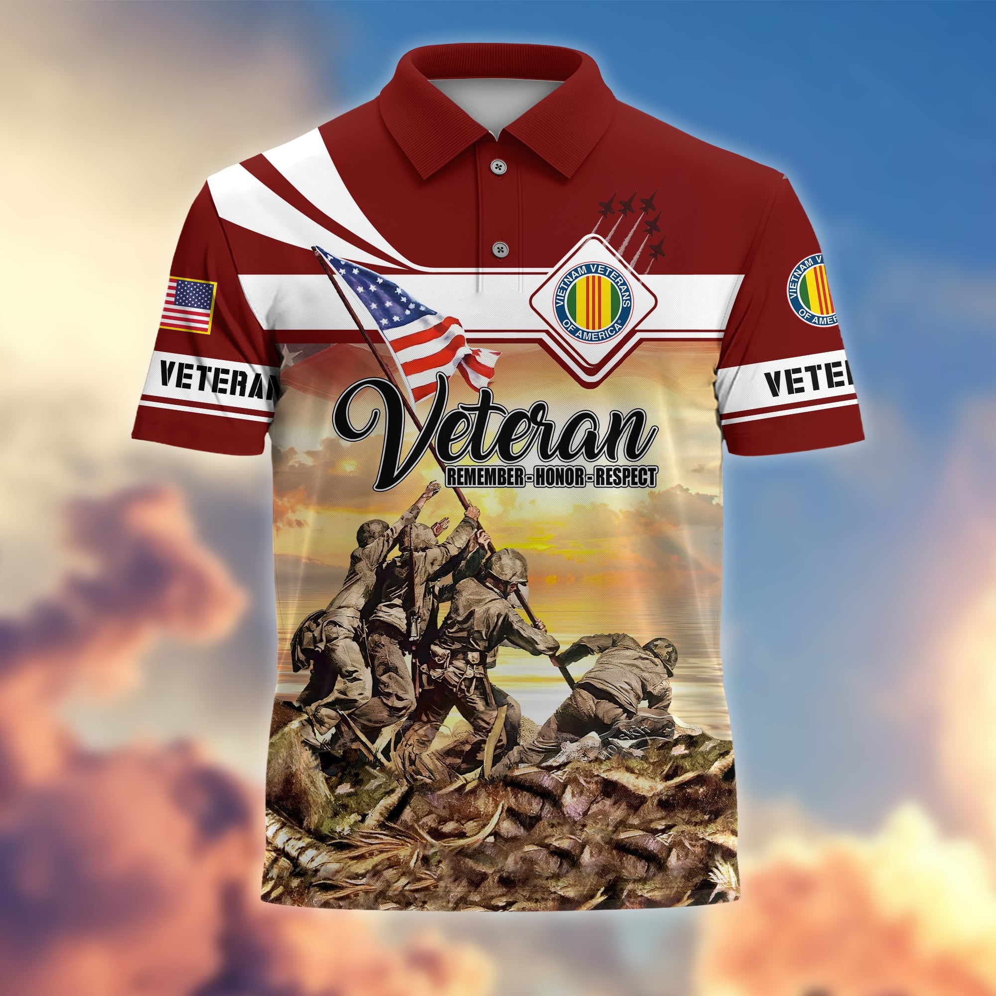 Premium US Veterans Remember - Honor - Respect Polo Shirt