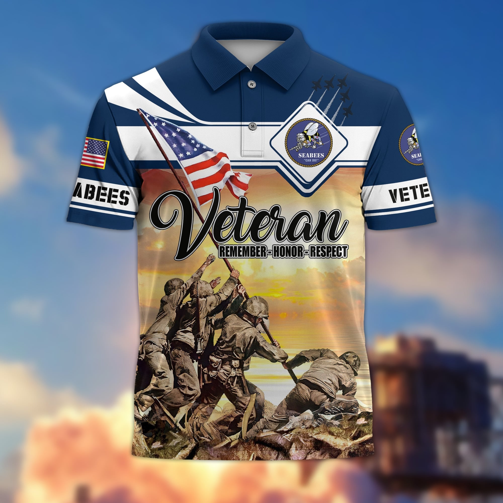 Premium US Veterans Remember - Honor - Respect Polo Shirt