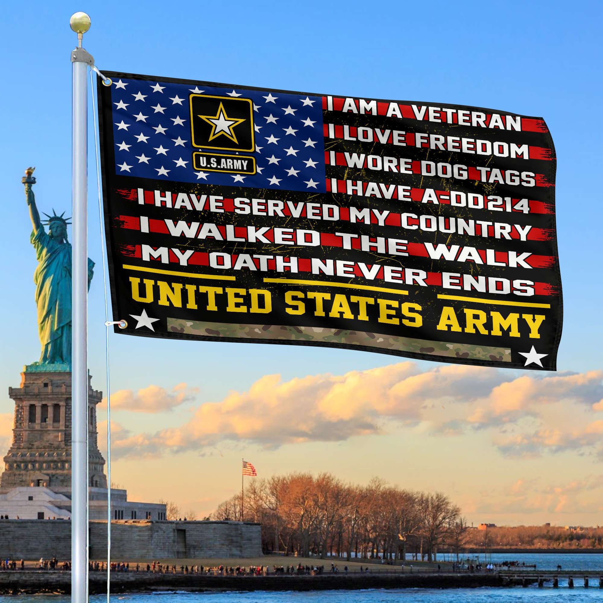 Premium US Army Veteran Grommet Flag Gift For Veterans Day, Father's Day, Memorial Day