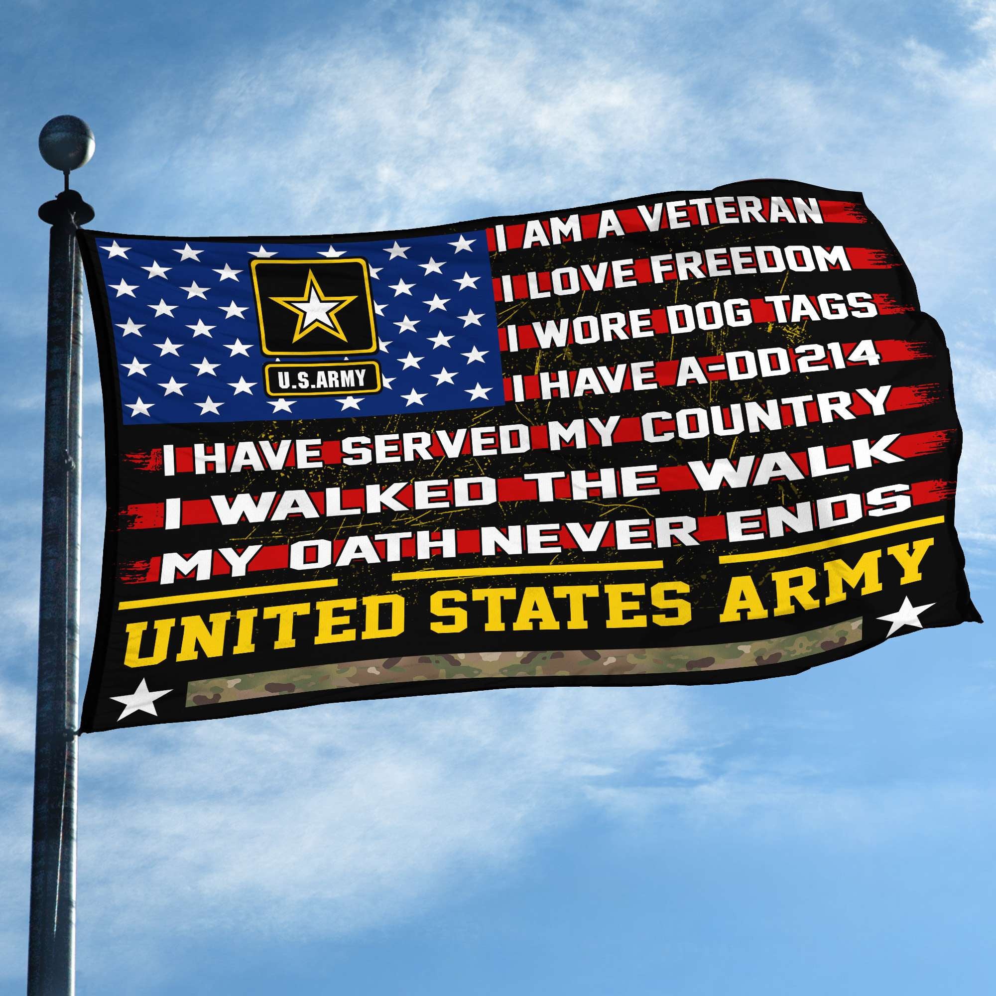 Premium US Army Veteran Grommet Flag Gift For Veterans Day, Father's Day, Memorial Day