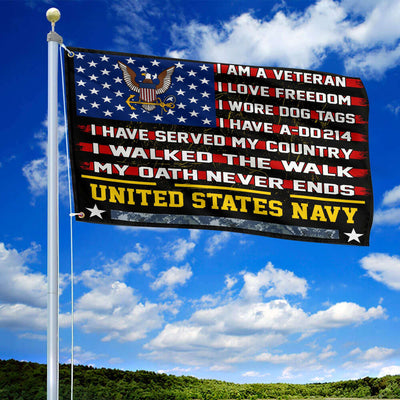 Premium US Navy Veteran Grommet Flag Gift For Veterans Day, Father's Day, Memorial Day