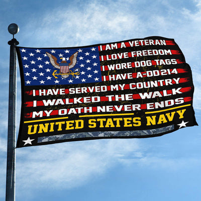 Premium US Navy Veteran Grommet Flag Gift For Veterans Day, Father's Day, Memorial Day