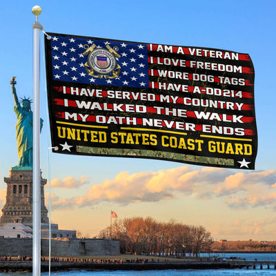 Premium USCG Veteran Grommet Flag Gift For Veterans Day, Father's Day, Memorial Day