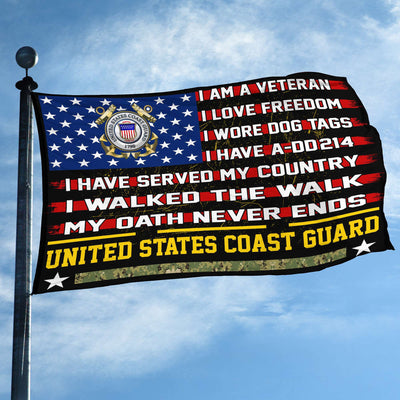 Premium USCG Veteran Grommet Flag Gift For Veterans Day, Father's Day, Memorial Day