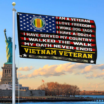 Premium Vietnam Veteran Grommet Flag Gift For Veterans Day, Father's Day, Memorial Day