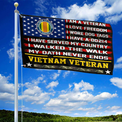 Premium Vietnam Veteran Grommet Flag Gift For Veterans Day, Father's Day, Memorial Day