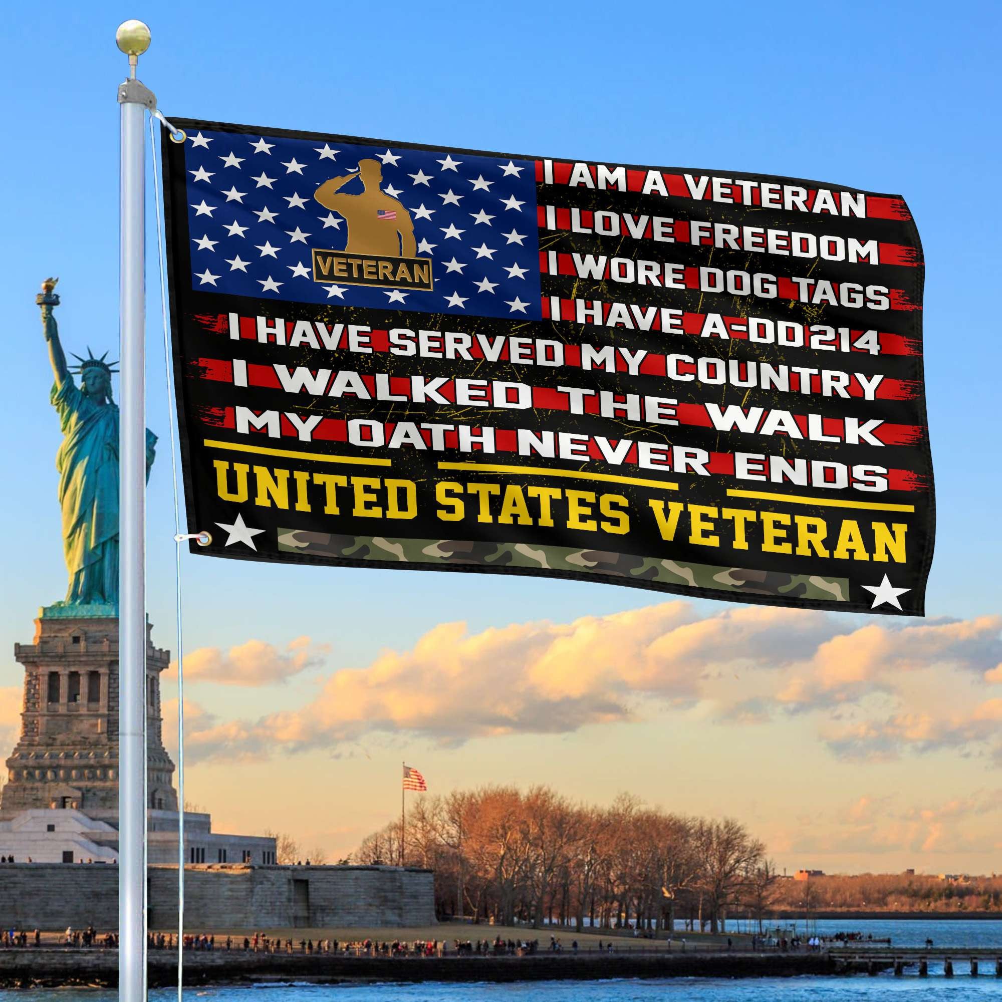 Premium US Veteran Grommet Flag Gift For Veterans Day, Father's Day, Memorial Day