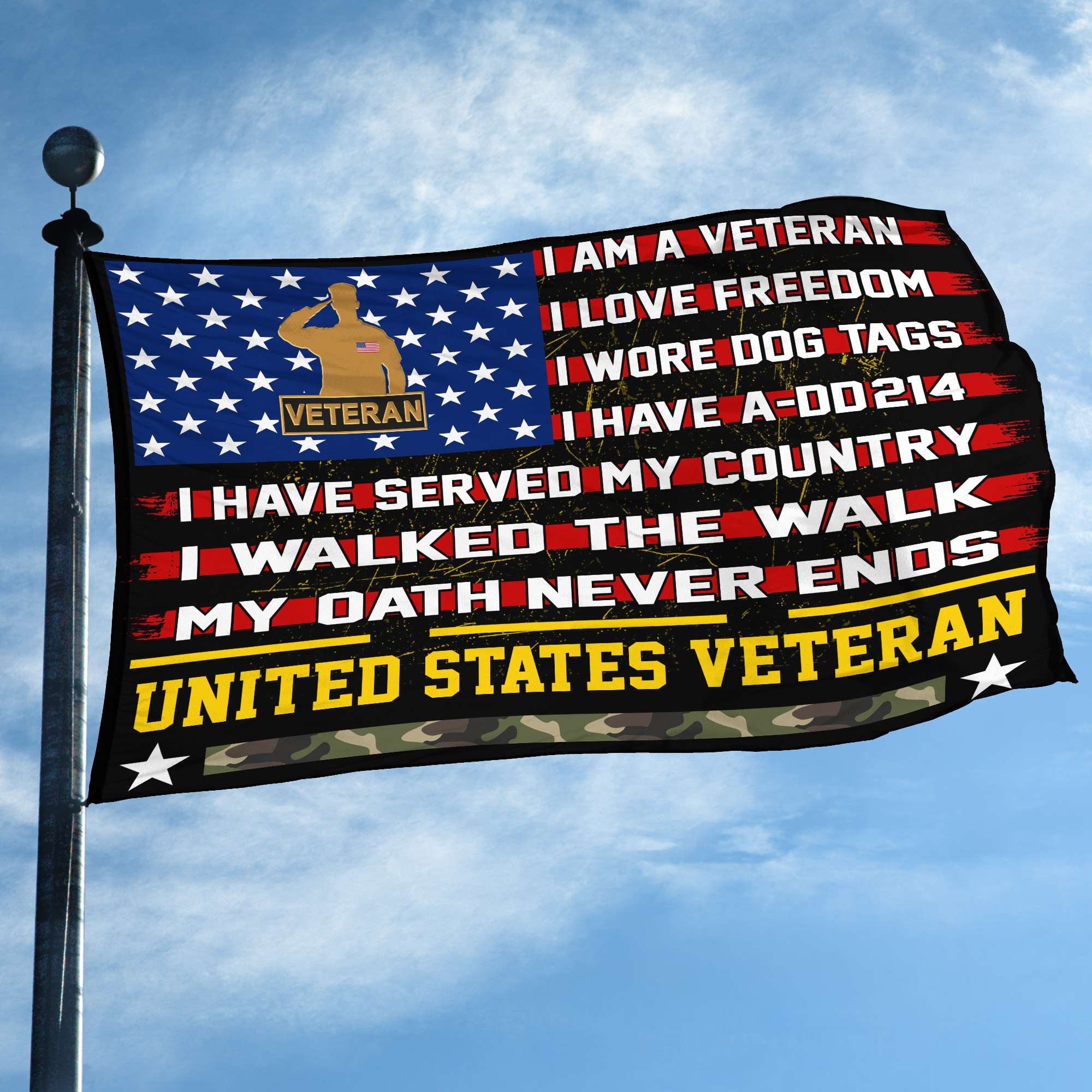 Premium US Veteran Grommet Flag Gift For Veterans Day, Father's Day, Memorial Day