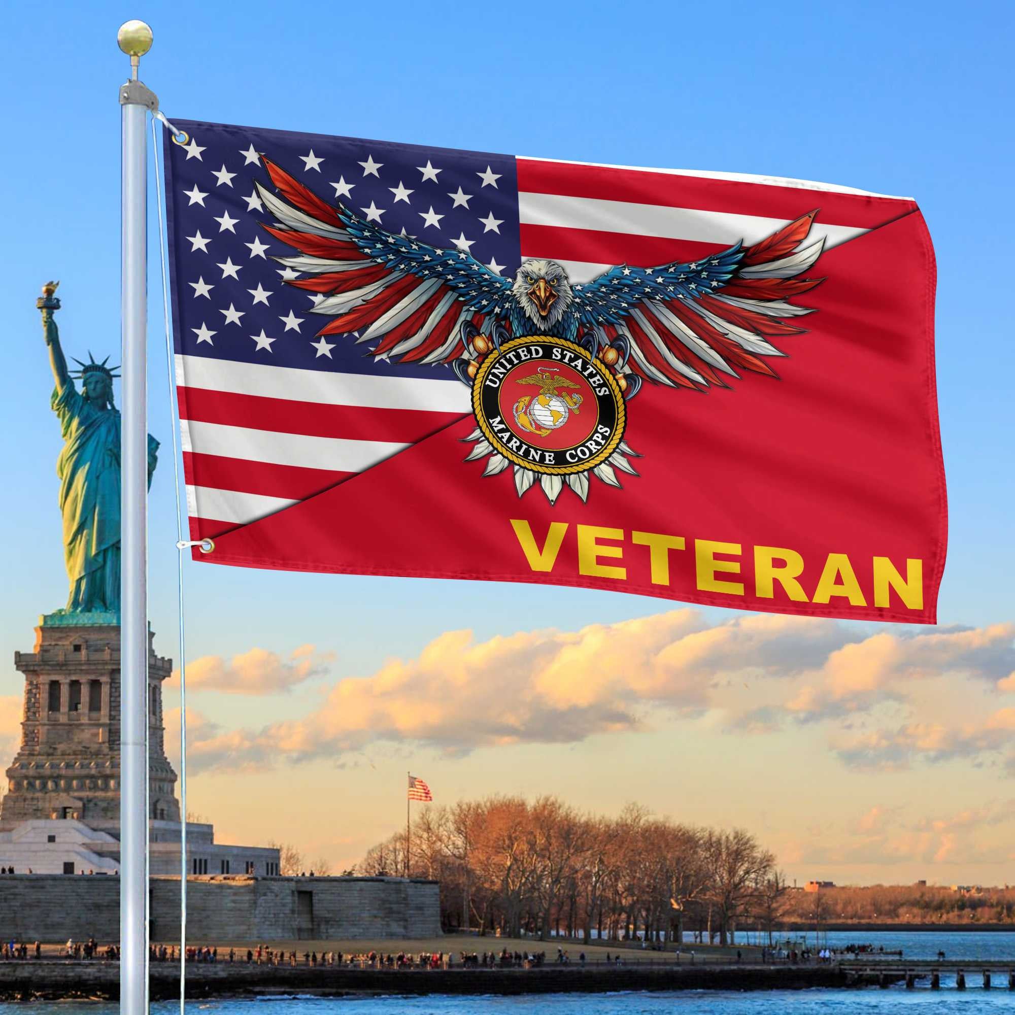 Premium US Marine Grommet Flag Gift For Veterans Day, Father's Day, Memorial Day