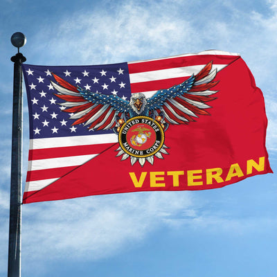 Premium US Marine Grommet Flag Gift For Veterans Day, Father's Day, Memorial Day