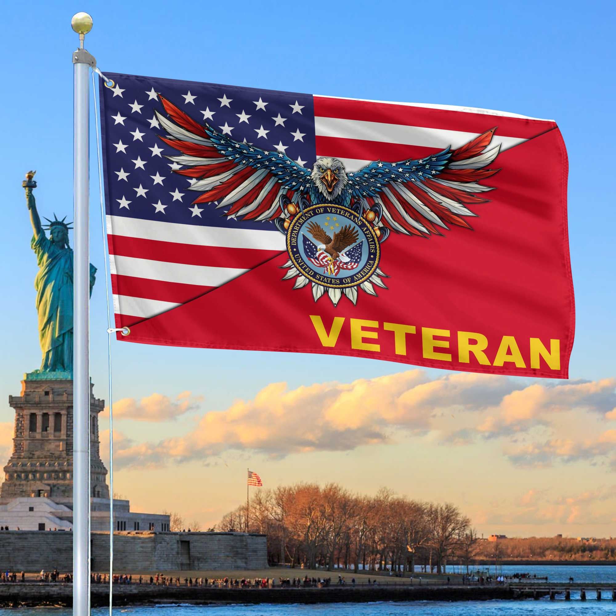 Premium US Veteran Grommet Flag Gift For Veterans Day, Father's Day, Memorial Day