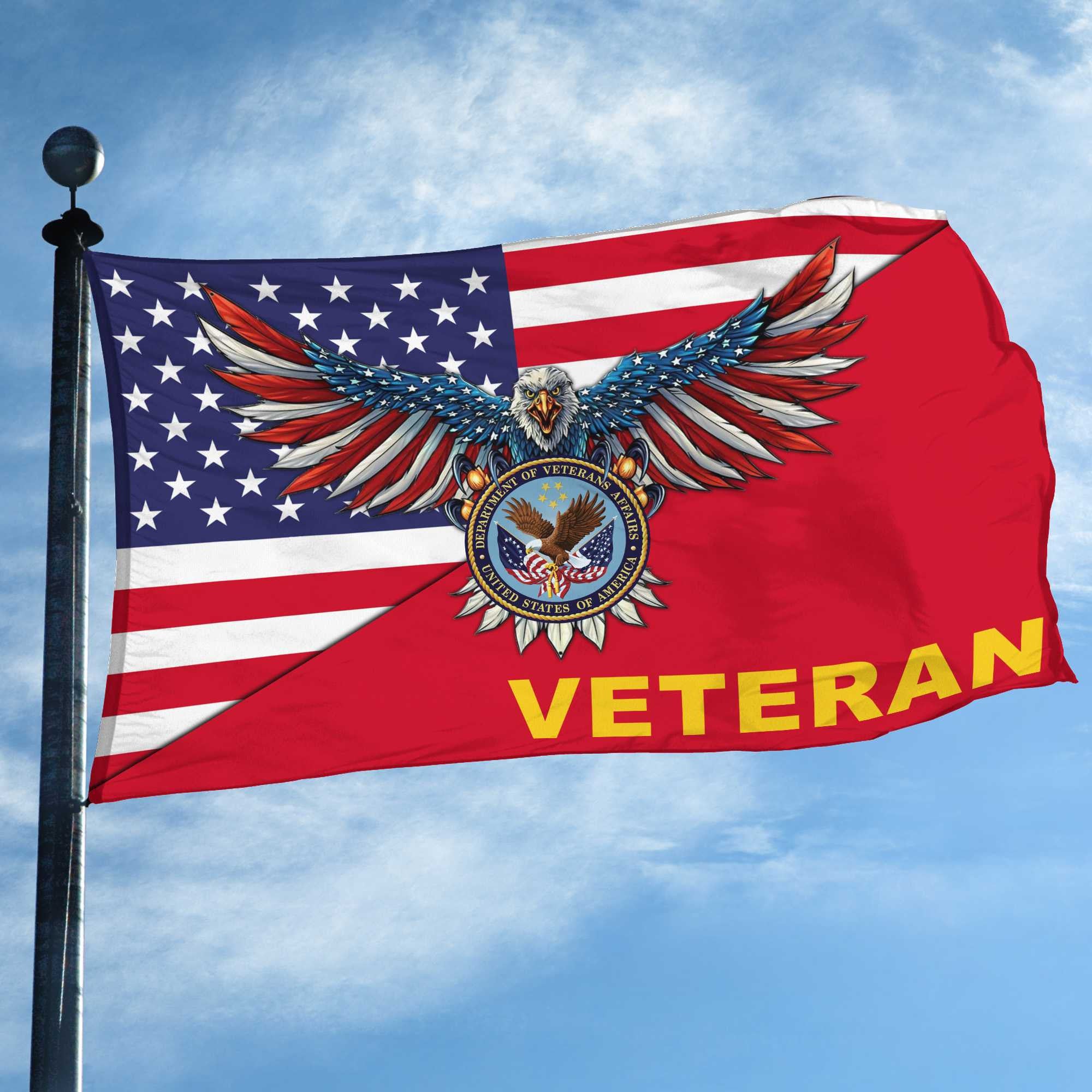 Premium US Veteran Grommet Flag Gift For Veterans Day, Father's Day, Memorial Day