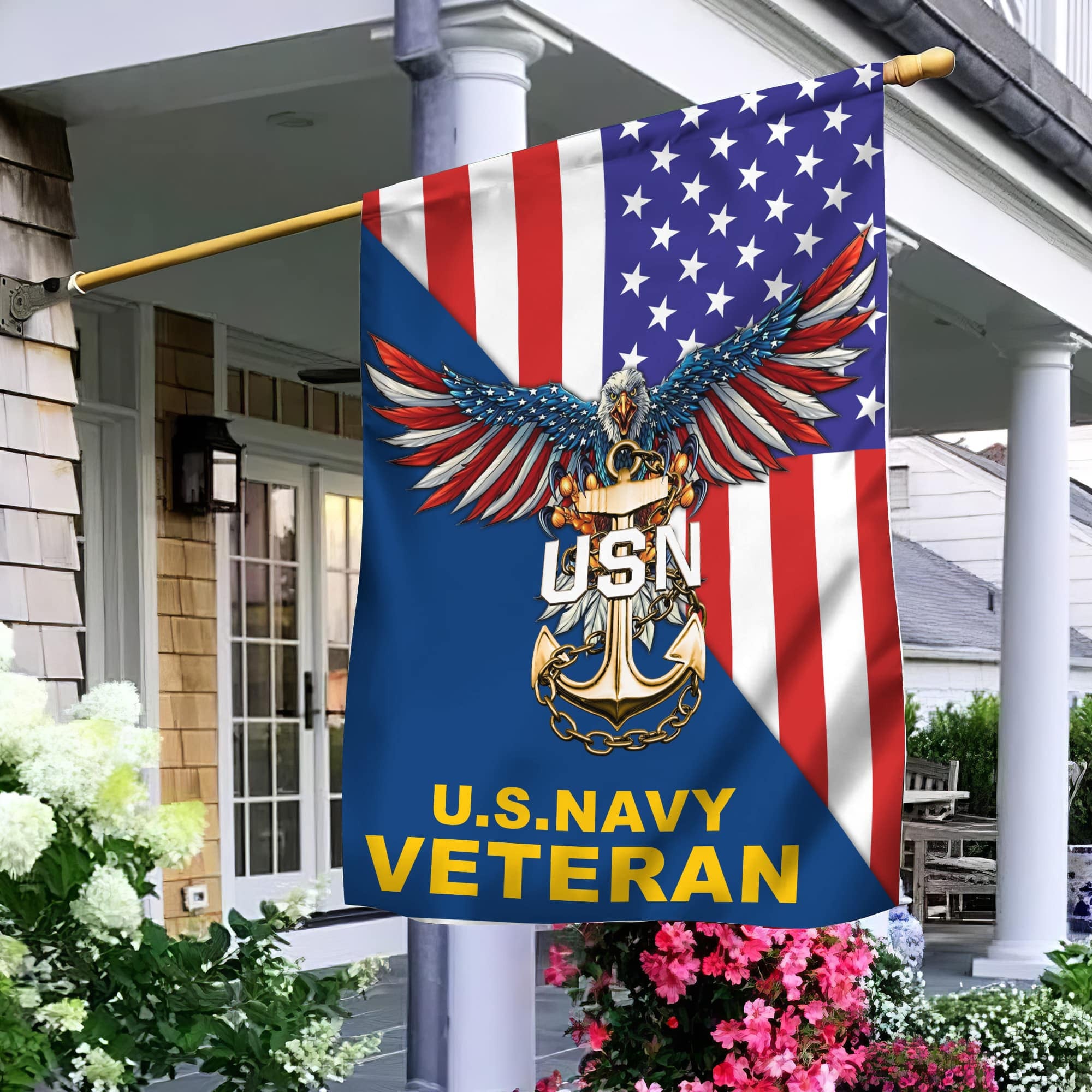 US Navy Garden Flag - House Flag, Gift For Navy Veteran
