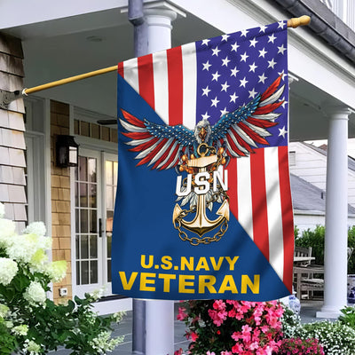 US Navy Garden Flag - House Flag, Gift For Navy Veteran