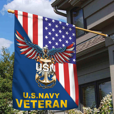 US Navy Garden Flag - House Flag, Gift For Navy Veteran