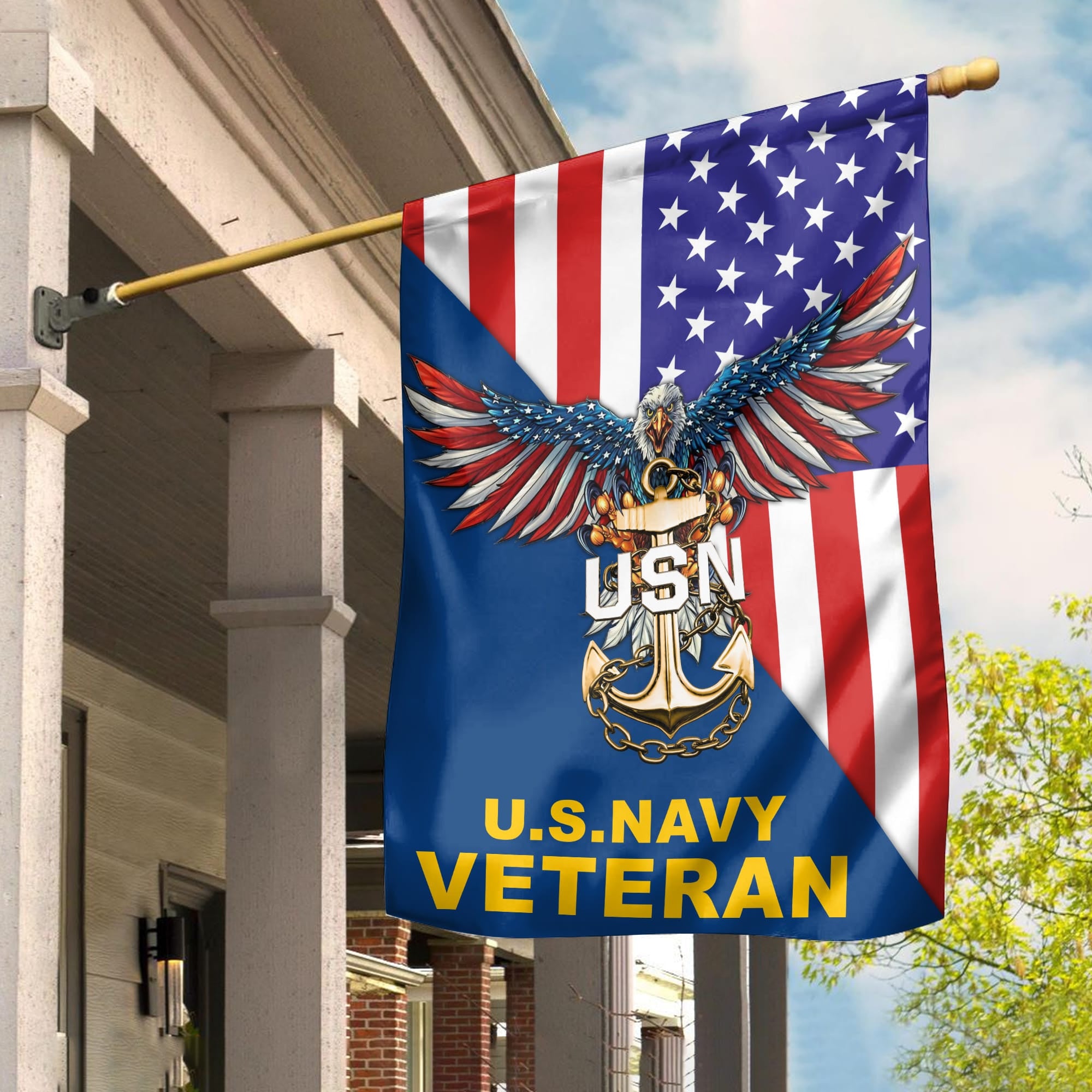 US Navy Garden Flag - House Flag, Gift For Navy Veteran