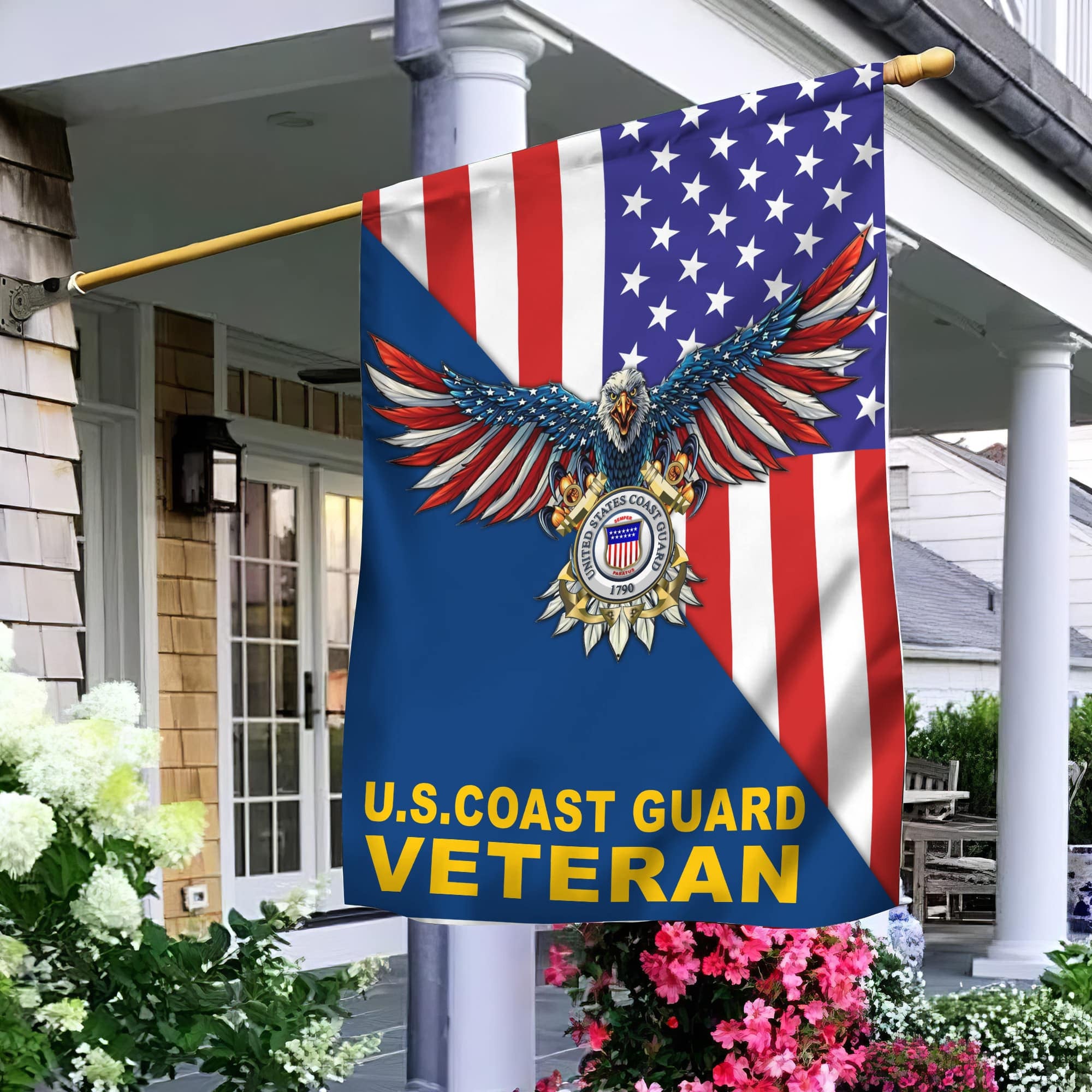 USCG Garden Flag - House Flag, Gift For Coast Guard Veteran