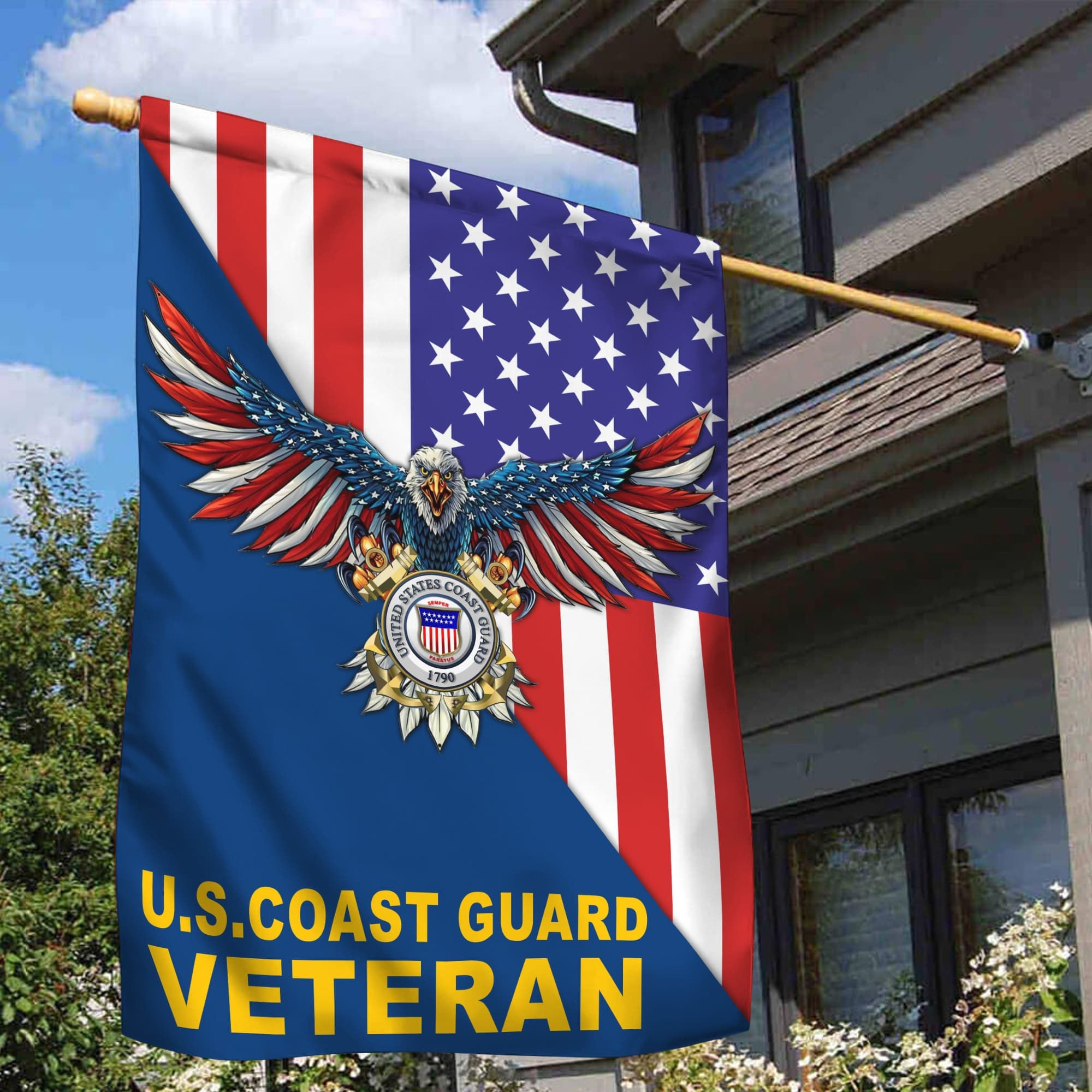 USCG Garden Flag - House Flag, Gift For Coast Guard Veteran