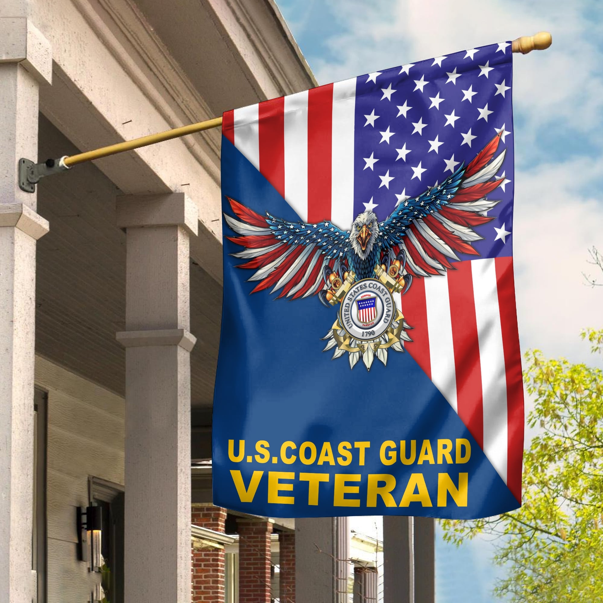 USCG Garden Flag - House Flag, Gift For Coast Guard Veteran