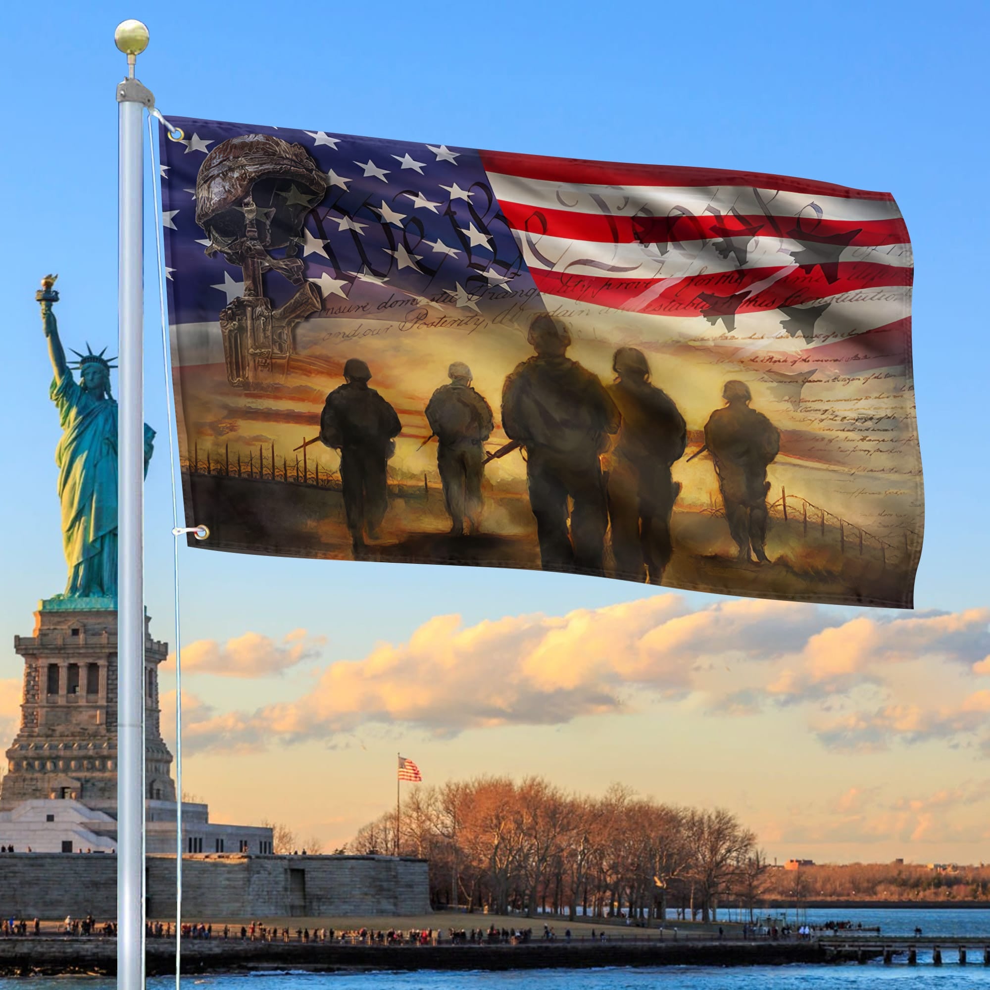 Premium US Veteran Grommet Flag Gift For Veterans Day, Father's Day, Memorial Day