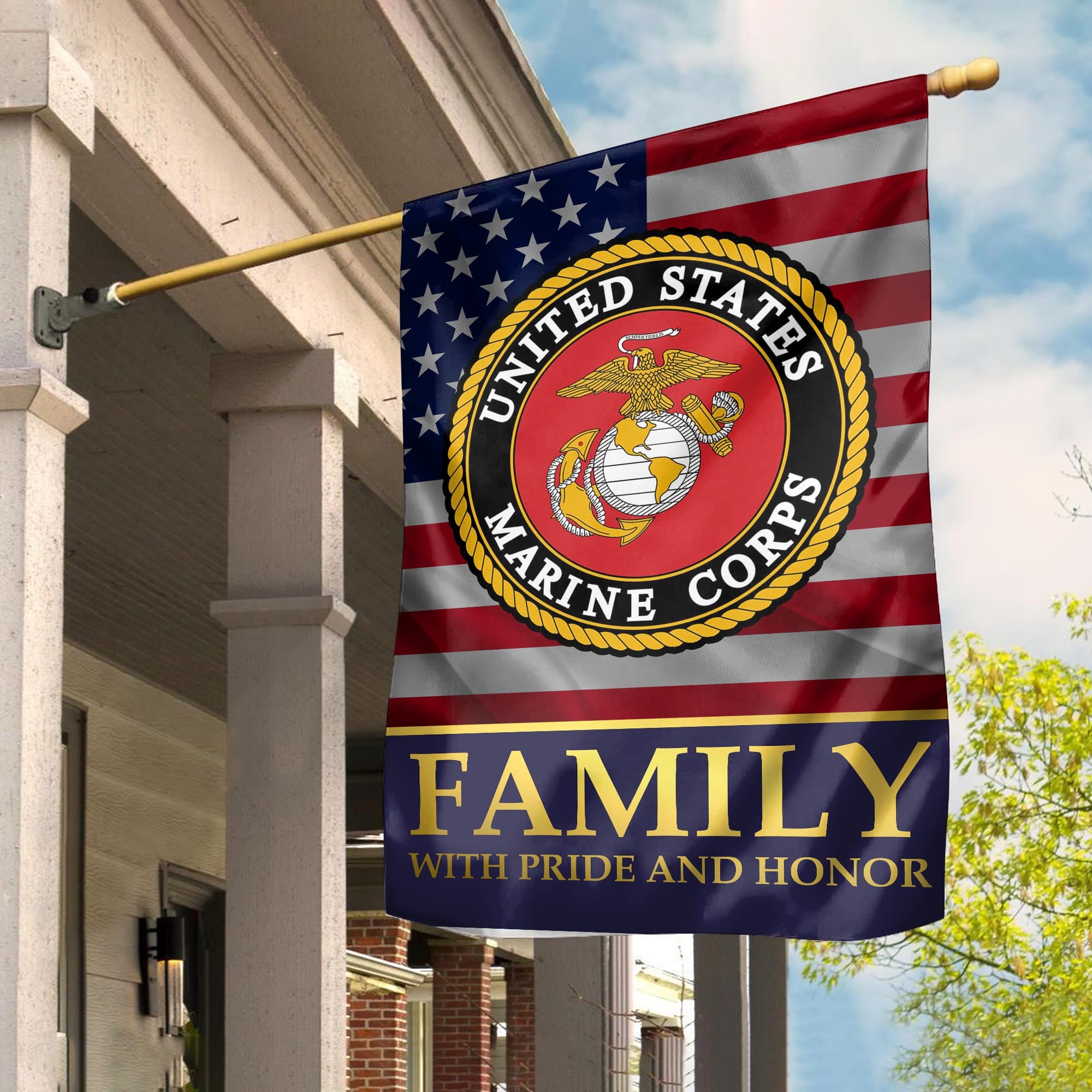 USMC Garden Flag - House Flag, Marine Family With Pride And Honor