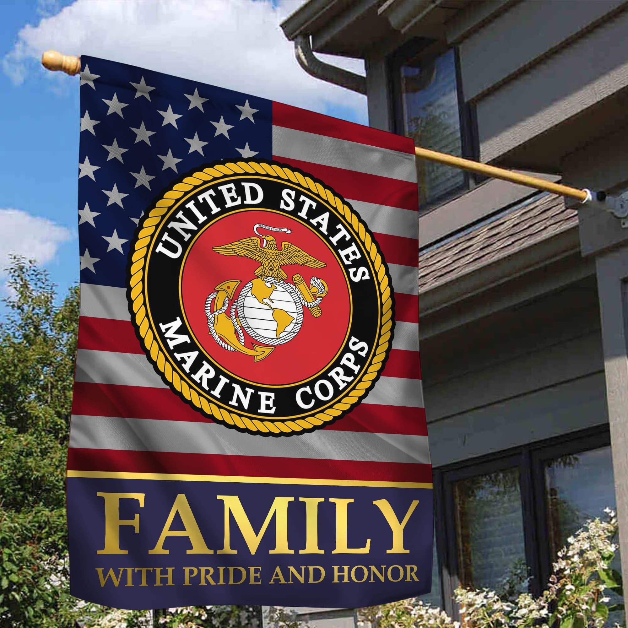USMC Garden Flag - House Flag, Marine Family With Pride And Honor