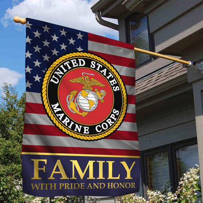 USMC Garden Flag - House Flag, Marine Family With Pride And Honor