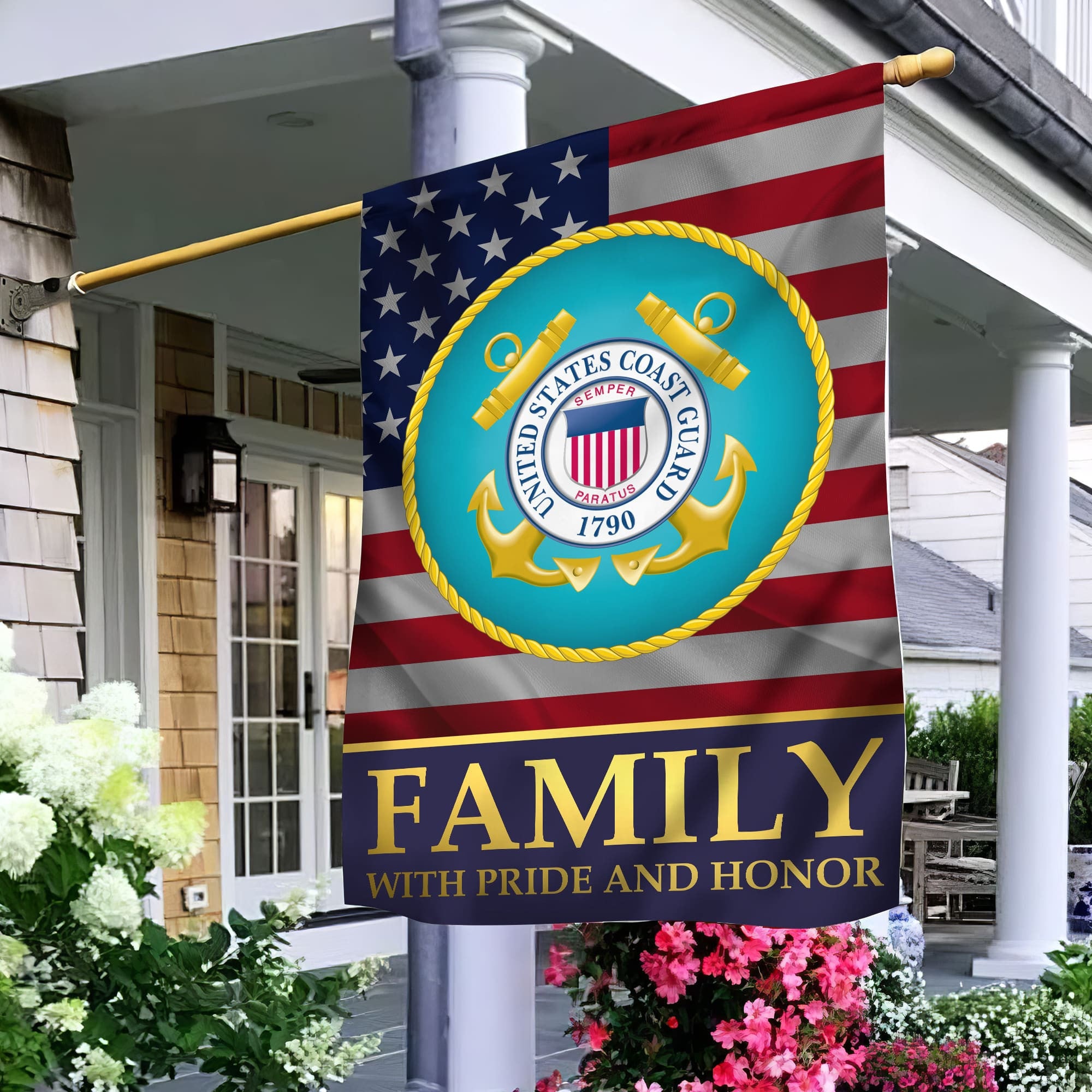 USCG Garden Flag - House Flag, Coast Guard Family With Pride And Honor