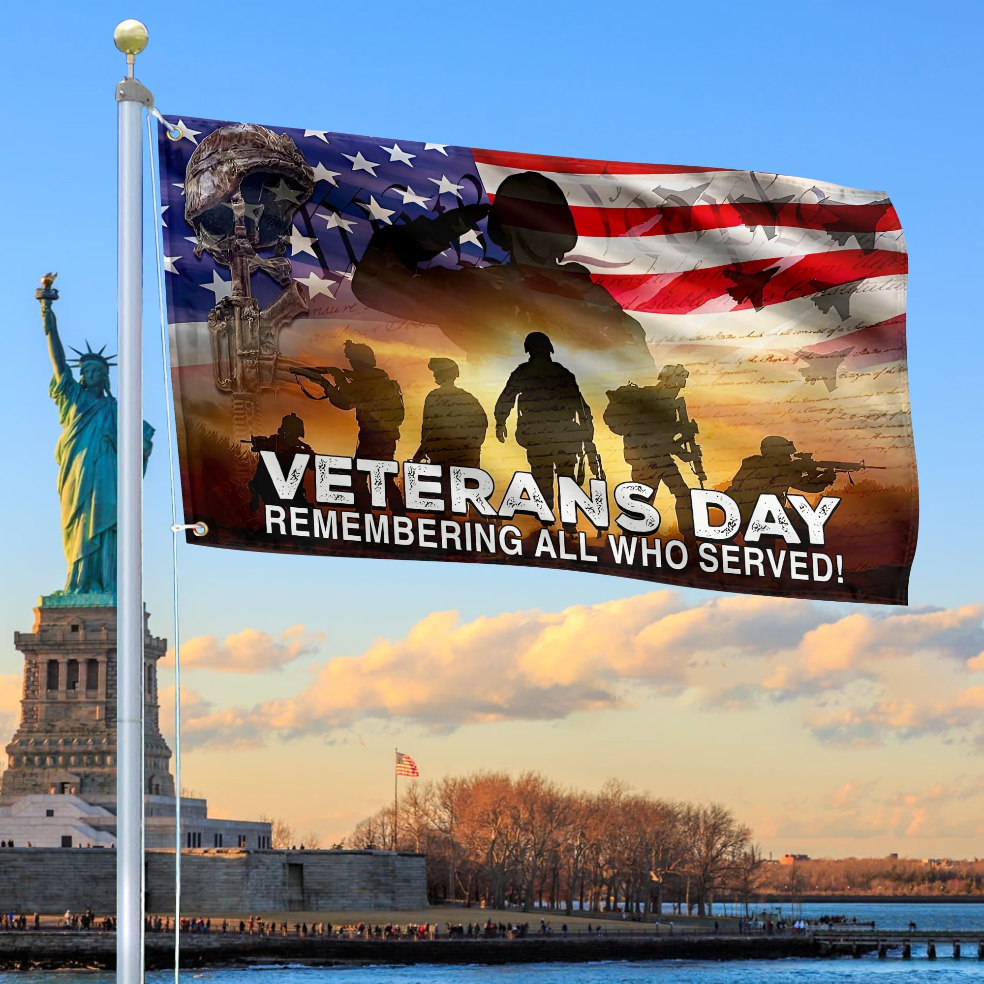 Premium US Veteran Grommet Flag Veterans Day Remembering All Who Served, Gift For Veterans Day, Father's Day, Memorial Day