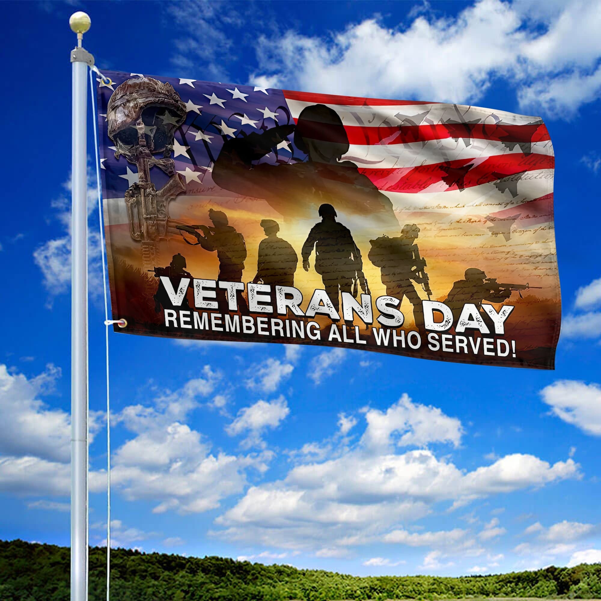 Premium US Veteran Grommet Flag Veterans Day Remembering All Who Served, Gift For Veterans Day, Father's Day, Memorial Day