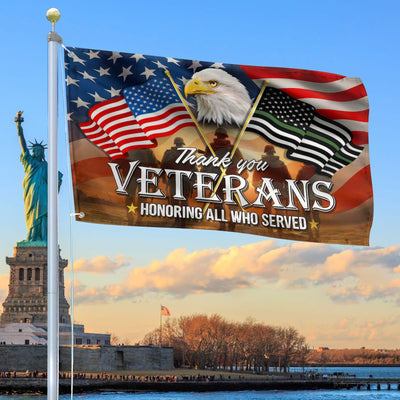 Premium US Veteran Grommet Flag Thank You Veterans Honoring All Who Served, Gift For Veterans Day, Father's Day, Memorial Day