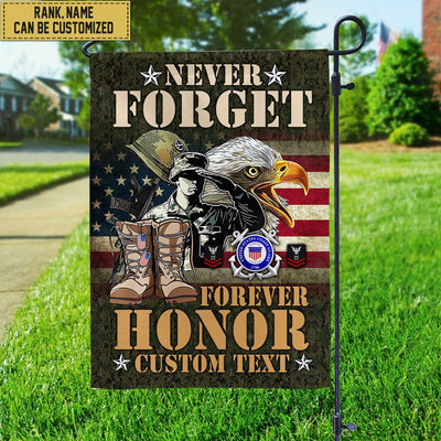 USCG - Coast Guard Veteran Custom Name, Rank, American Flag, Veterans Day Gift, American Flag Gift For Him Military Gift Patriotic, Garden Flag - House Flag