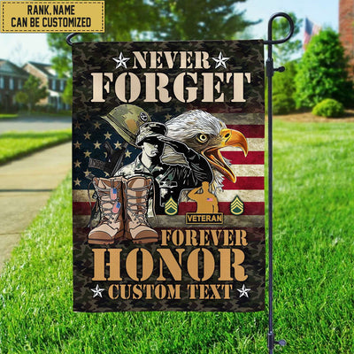US Veteran Custom Name, Rank American Flag, Veterans Day Gift, American Flag Gift For Him Military Gift Patriotic, Garden Flag - House Flag