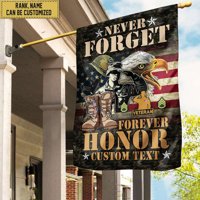 US Veteran Custom Name, Rank American Flag, Veterans Day Gift, American Flag Gift For Him Military Gift Patriotic, Garden Flag - House Flag