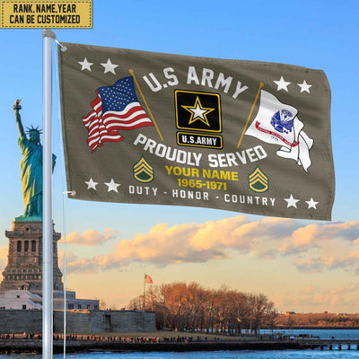 US Army Personalized American Flag, Gift For Him Military, Army Veteran Grommet Flag