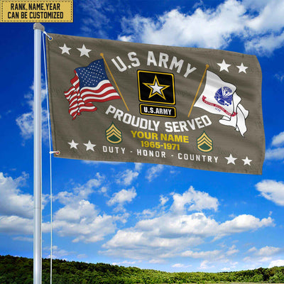 US Army Personalized American Flag, Gift For Him Military, Army Veteran Grommet Flag