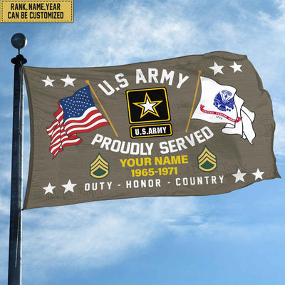 US Army Personalized American Flag, Gift For Him Military, Army Veteran Grommet Flag